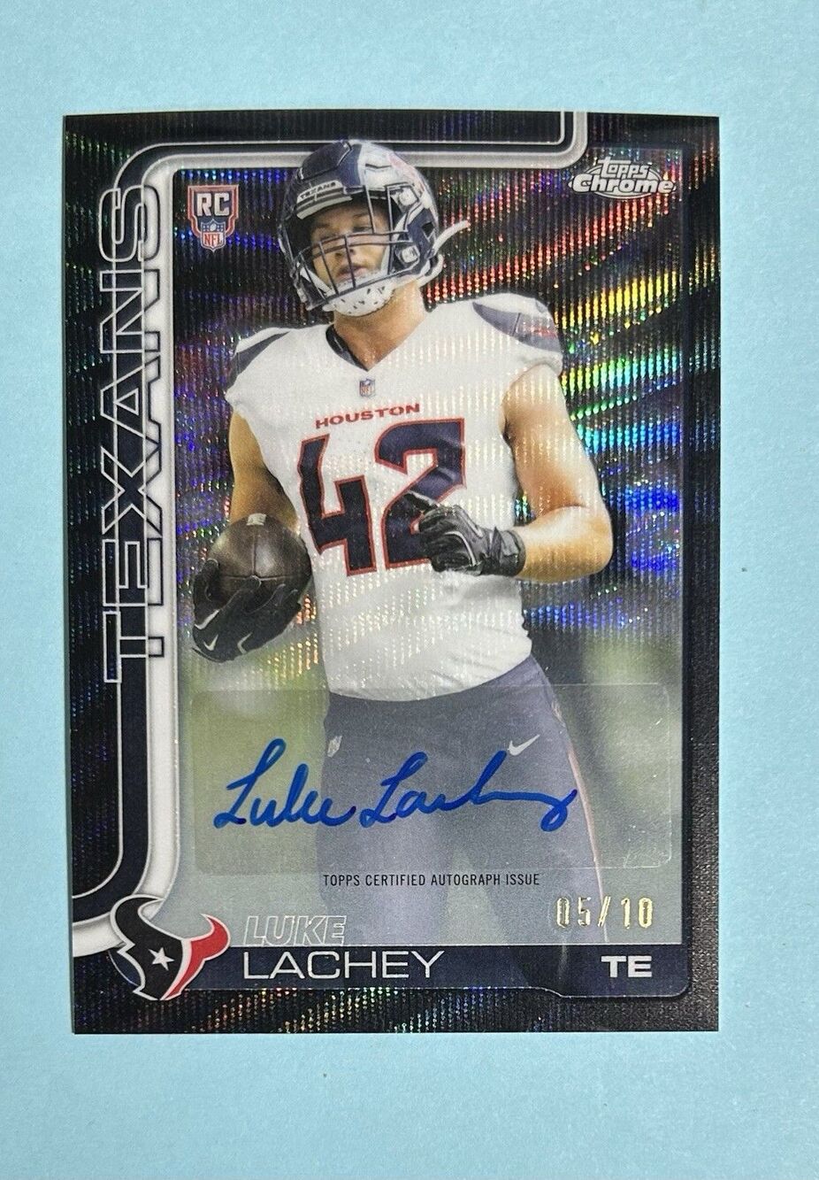 2025 Topps Chrome Black Wave  Luke Lachey ,Texans RC Auto 05/10 Card #RRA-LL